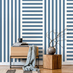 Blue Striped Wallpaper Modern Geometric Wallpaper Peel and Stick and Traditional Wallpaper - D738