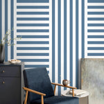 Blue Striped Wallpaper Modern Geometric Wallpaper Peel and Stick and Traditional Wallpaper - D738