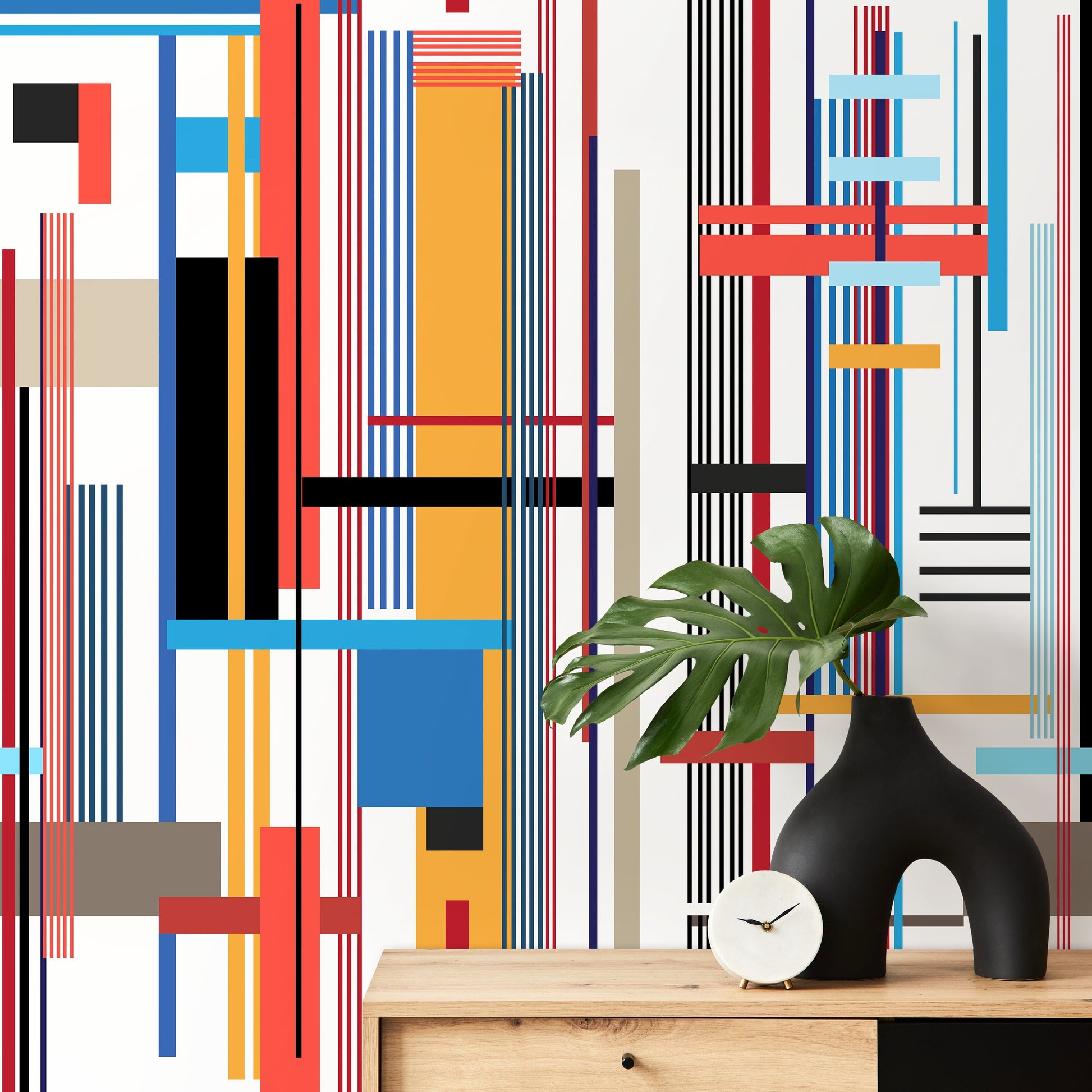 Colorful Geometric Wallpaper Abstract Wallpaper Peel and Stick and Traditional Wallpaper - D753