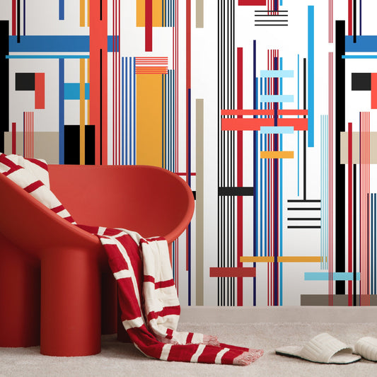Colorful Geometric Wallpaper Abstract Wallpaper Peel and Stick and Traditional Wallpaper - D753