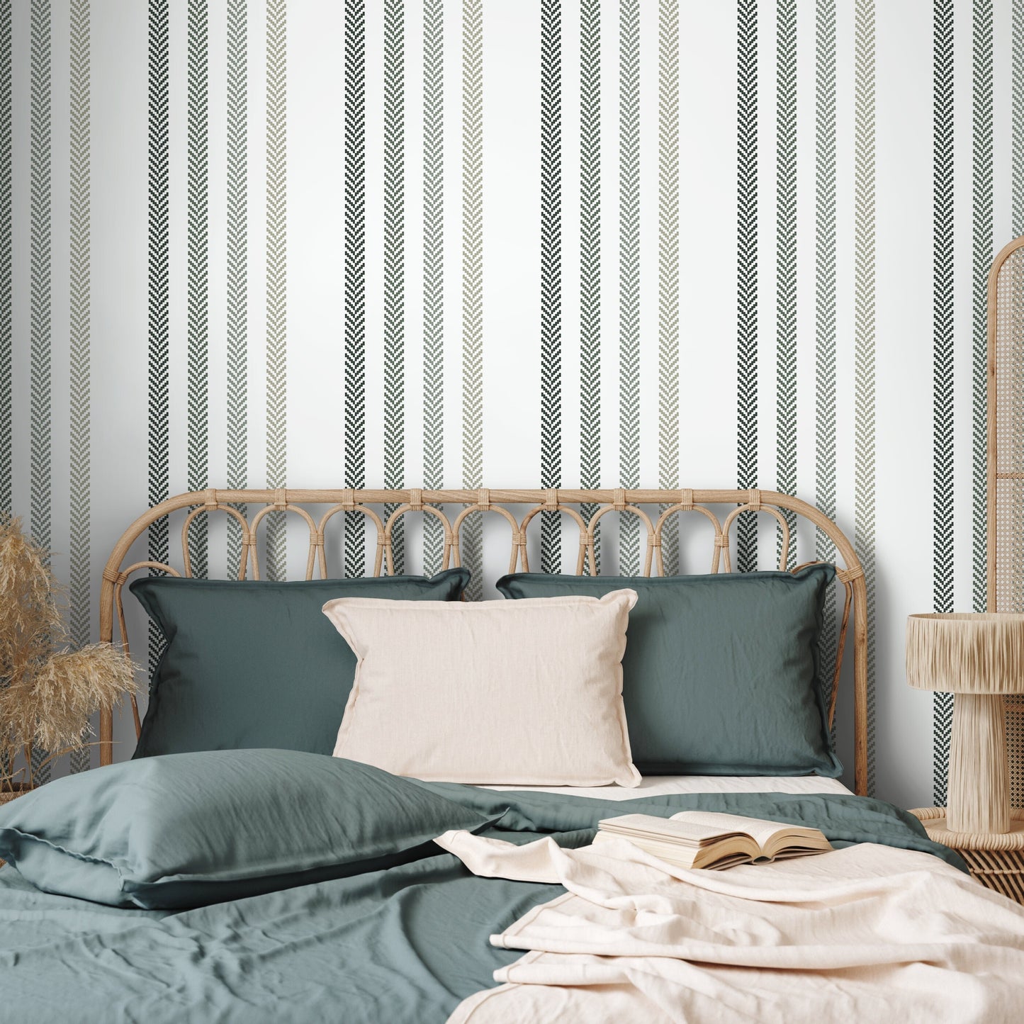 Herringbone Striped Wallpaper Farmhouse Wallpaper Peel and Stick and Traditional Wallpaper - D780
