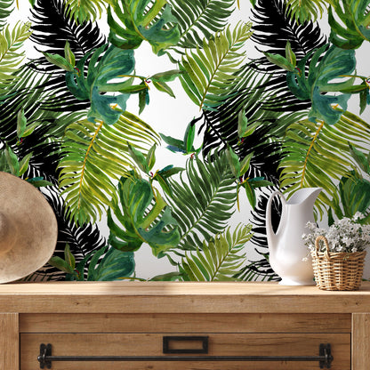 Removable Wallpaper, Tropical Wallpaper, Tropical, Wallpaper, Jungle, Leaves Wallpaper, Jungle Wallcovering - A767