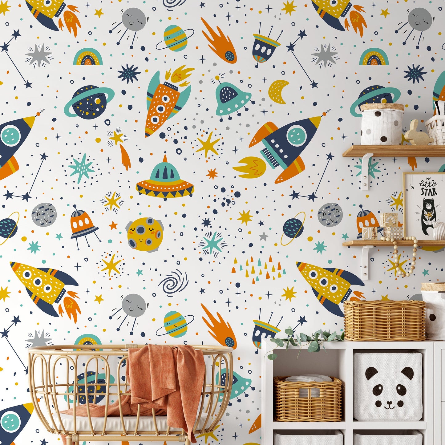 Nursery Space Removable Wallpaper Temporary Wallpaper, Minimalistic Wallpaper, Peel and Stick Wallpaper - B524