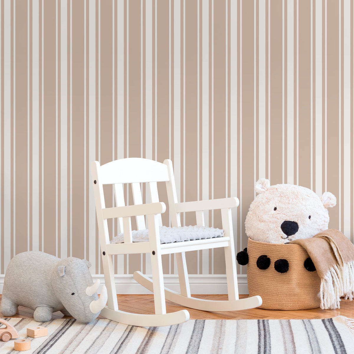 Beige Striped Wallpaper Vintage Wallpaper Peel and Stick and Traditional Wallpaper - D757