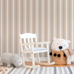 Beige Striped Wallpaper Vintage Wallpaper Peel and Stick and Traditional Wallpaper - D757