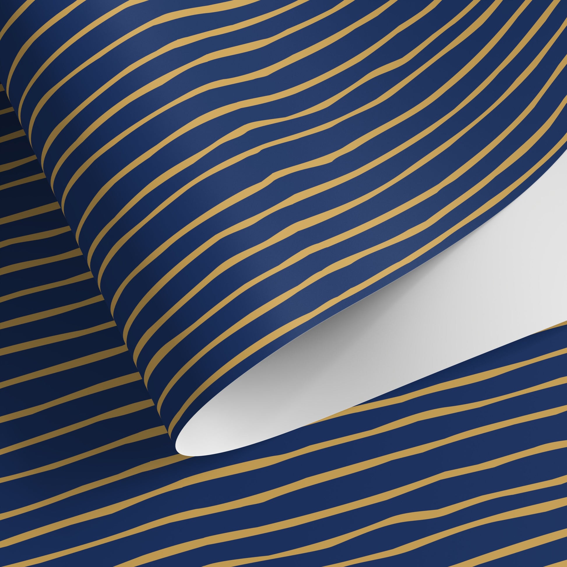 Gold and Navy Striped Wallpaper Modern Peel and Stick and Traditional Wallpaper - D774