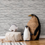 Black and White Striped Wallpaper Boho Wallpaper Peel and Stick and Traditional Wallpaper - D772