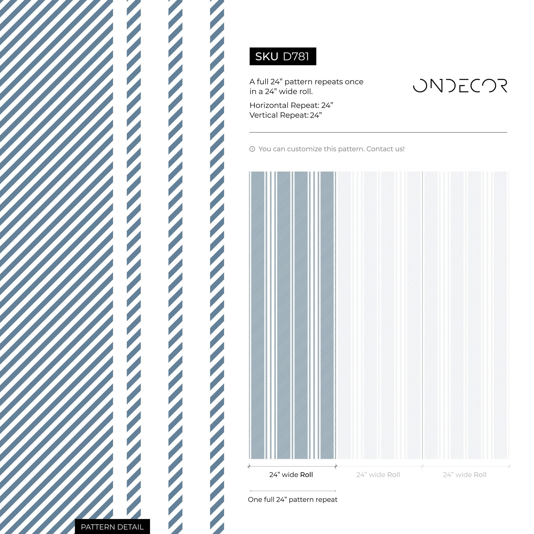 Blue Striped Wallpaper Farmhouse Wallpaper Peel and Stick and Traditional Wallpaper - D781