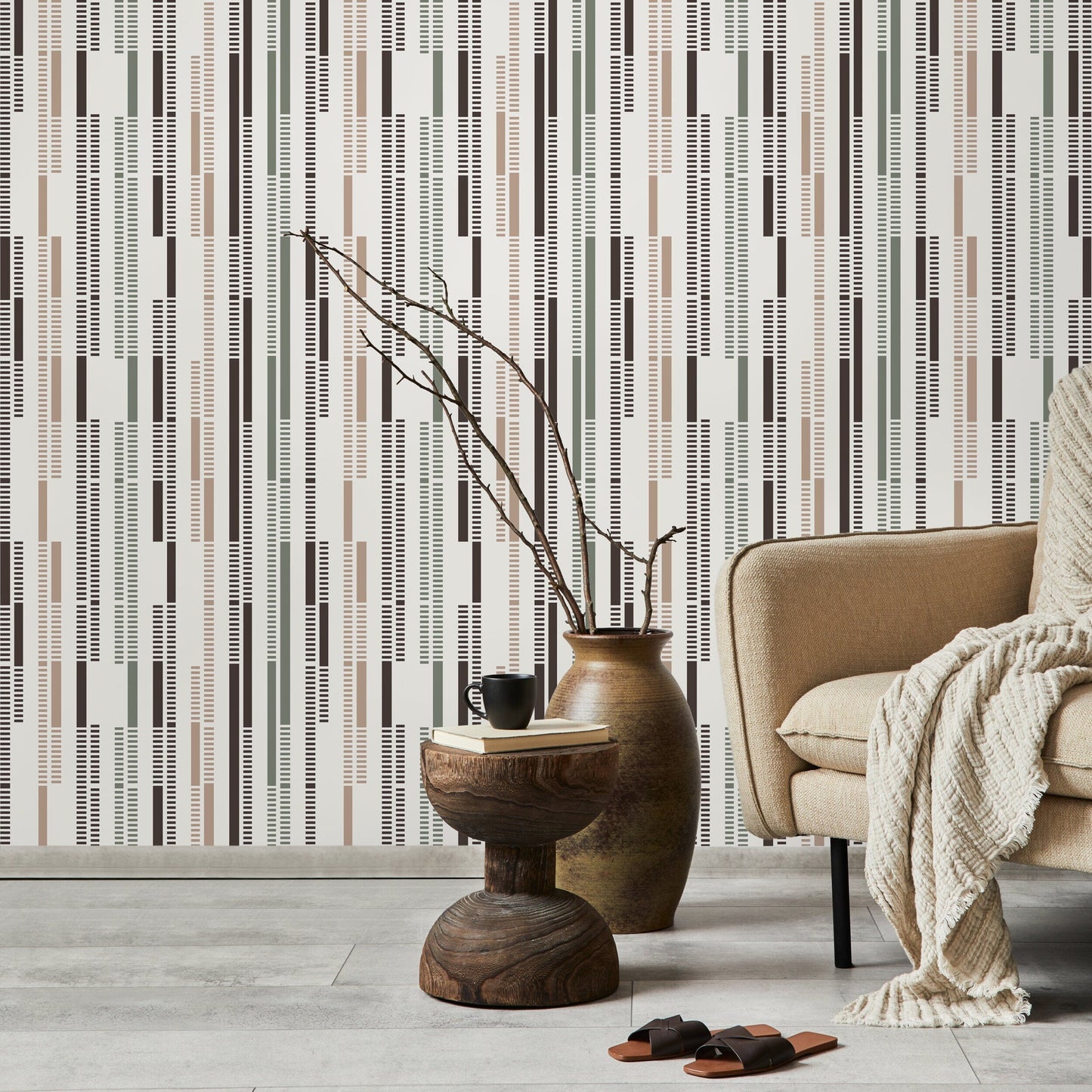 Taupe Contemporary Geometric Wallpaper Abstract Wallpaper Peel and Stick and Traditional Wallpaper - D742