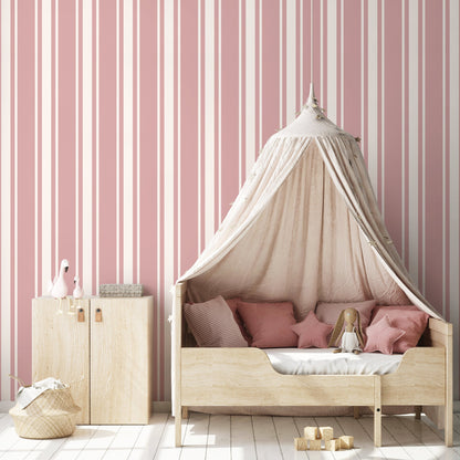 Pink Striped Wallpaper Vintage Wallpaper Peel and Stick and Traditional Wallpaper - D759