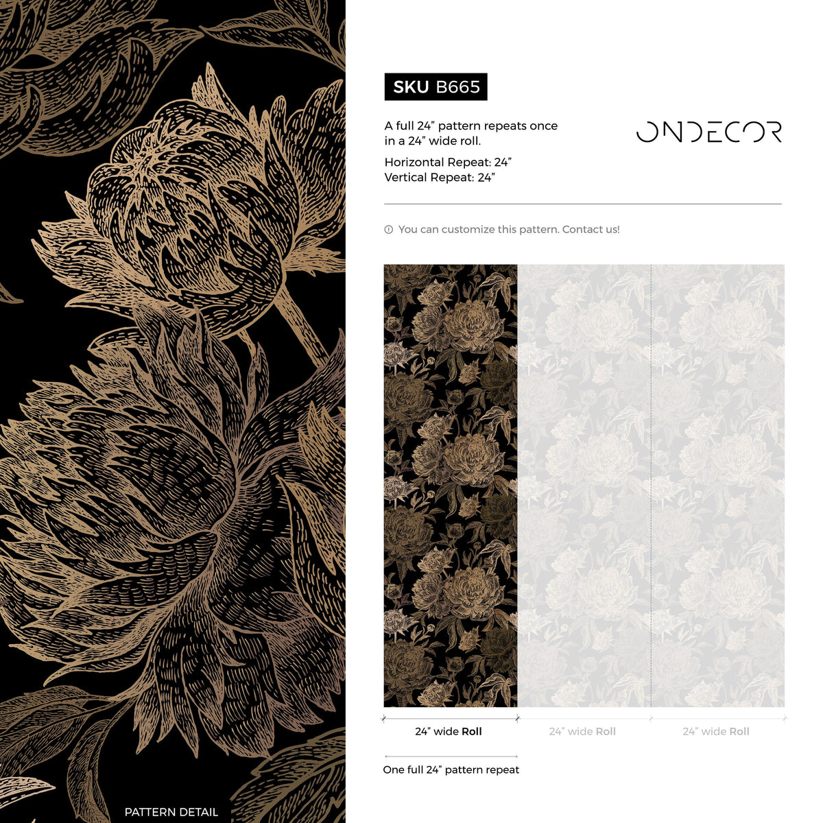 Art Deco Flower Wallpaper Removable Wallpaper Wall Decor Home Decor Wall Art Printable Wall Art Room Decor Wall Prints Wall Hanging - B665