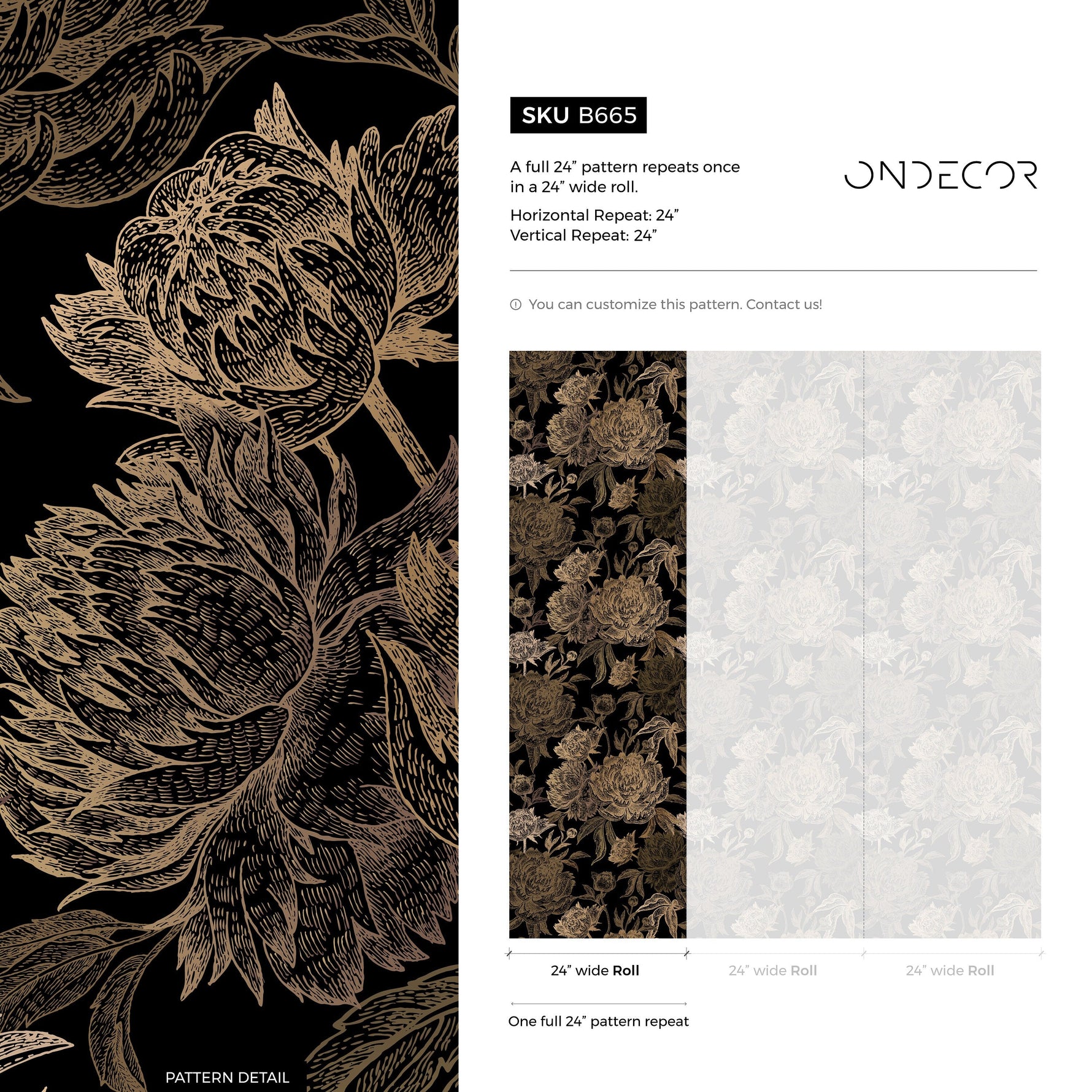 Art Deco Flower Wallpaper Removable Wallpaper Wall Decor Home Decor Wall Art Printable Wall Art Room Decor Wall Prints Wall Hanging - B665
