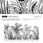 Black and White Jungle Mural Removable Wallpaper Wall Decor Home Decor Wall Art Printable Wall Art Room Decor Wall Prints - B732