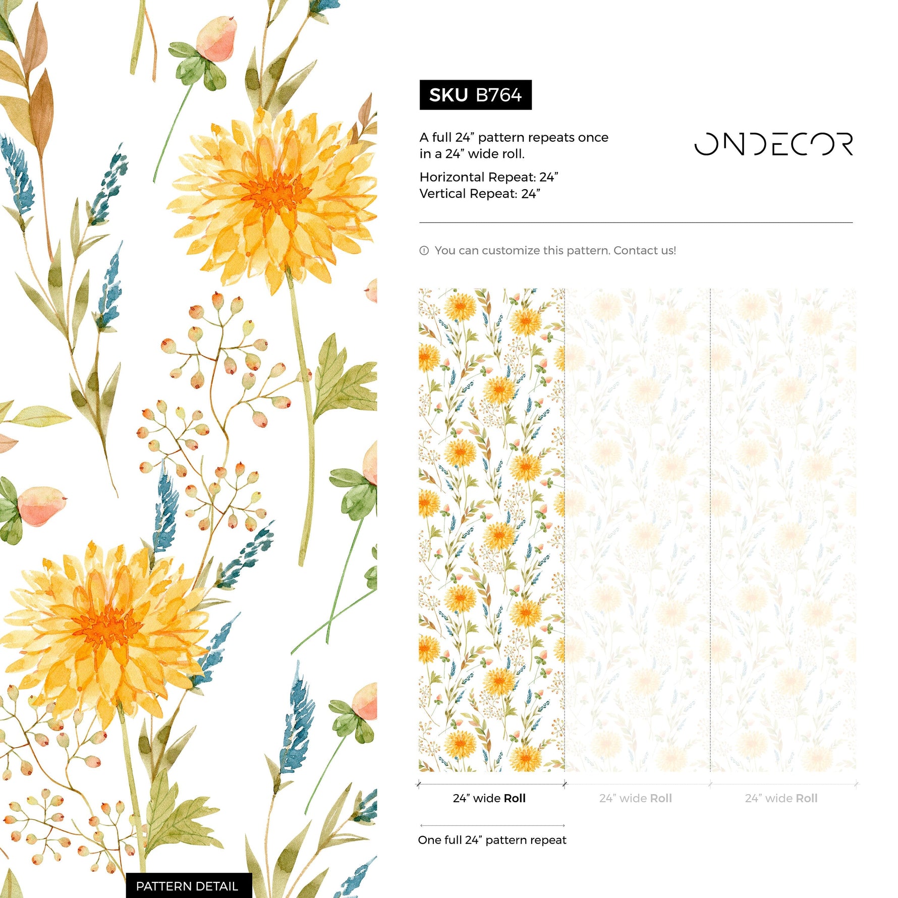Boho Flowers Wallpaper Removable Wallpaper Wall Decor Home Decor Wall Art Printable Wall Art Room Decor Wall Prints Wall Hanging - B764