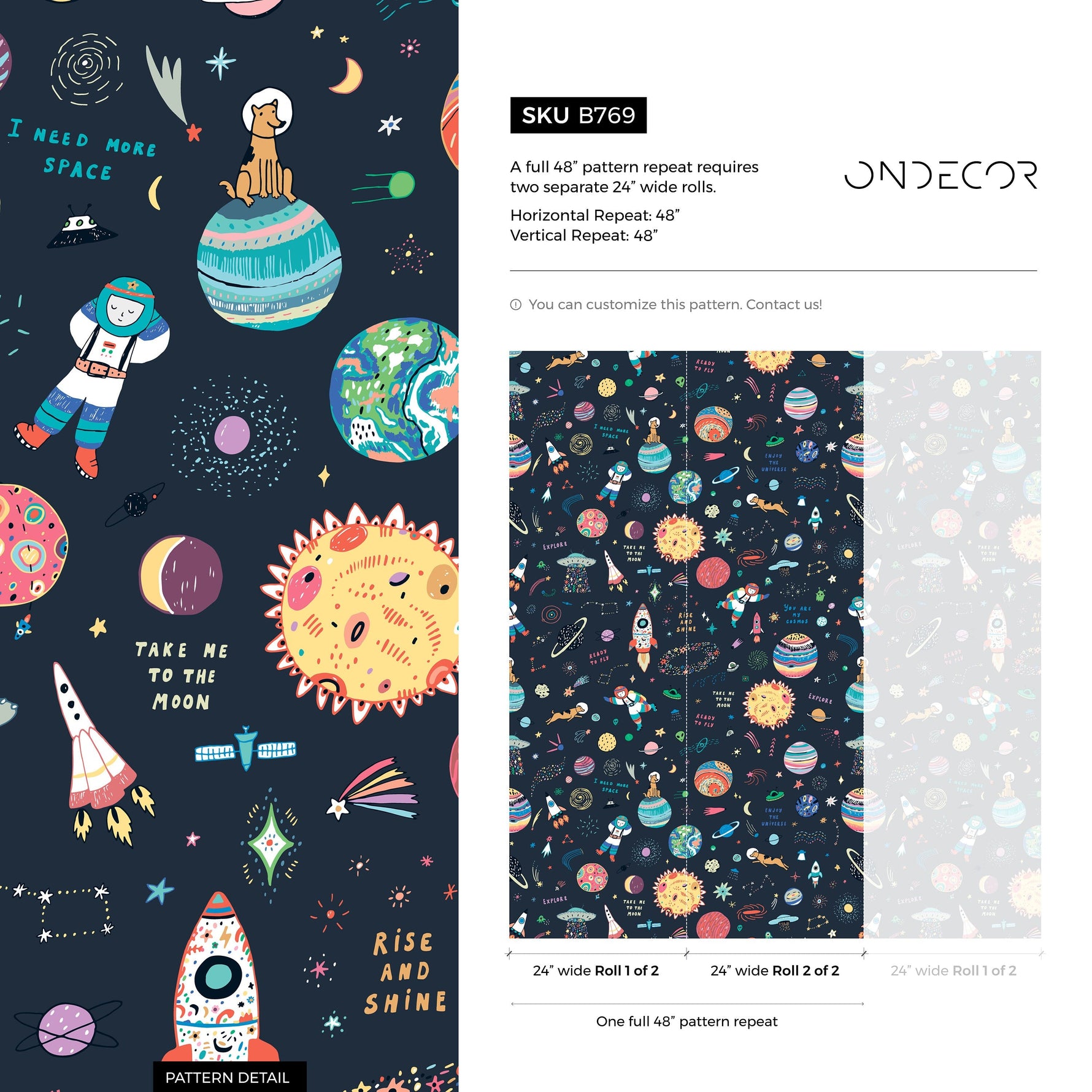 Galaxy Nursery Wallpaper Removable Wallpaper Peel and Stick Wallpaper Wall Decor Home Decor Wall Art Printable Wall Art Room Decor Wall Prints - B769
