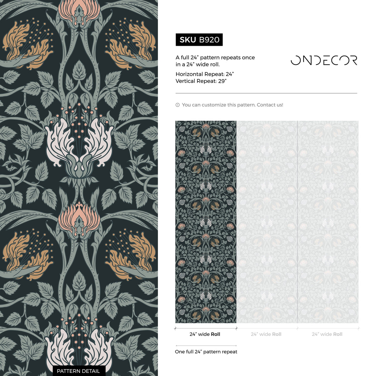 Art Nouveau Removable Wallpaper Wall Decor Home Decor Wall Art Printable Wall Art Room Decor Wall Prints - B920