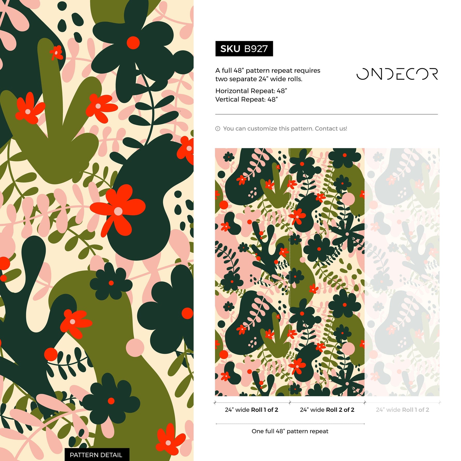 Wallpaper Peel and Stick Wallpaper Removable Wallpaper Home Decor Wall Art Wall Decor Room Decor / Cute Floral Abstract Wallpaper - AS2-B927