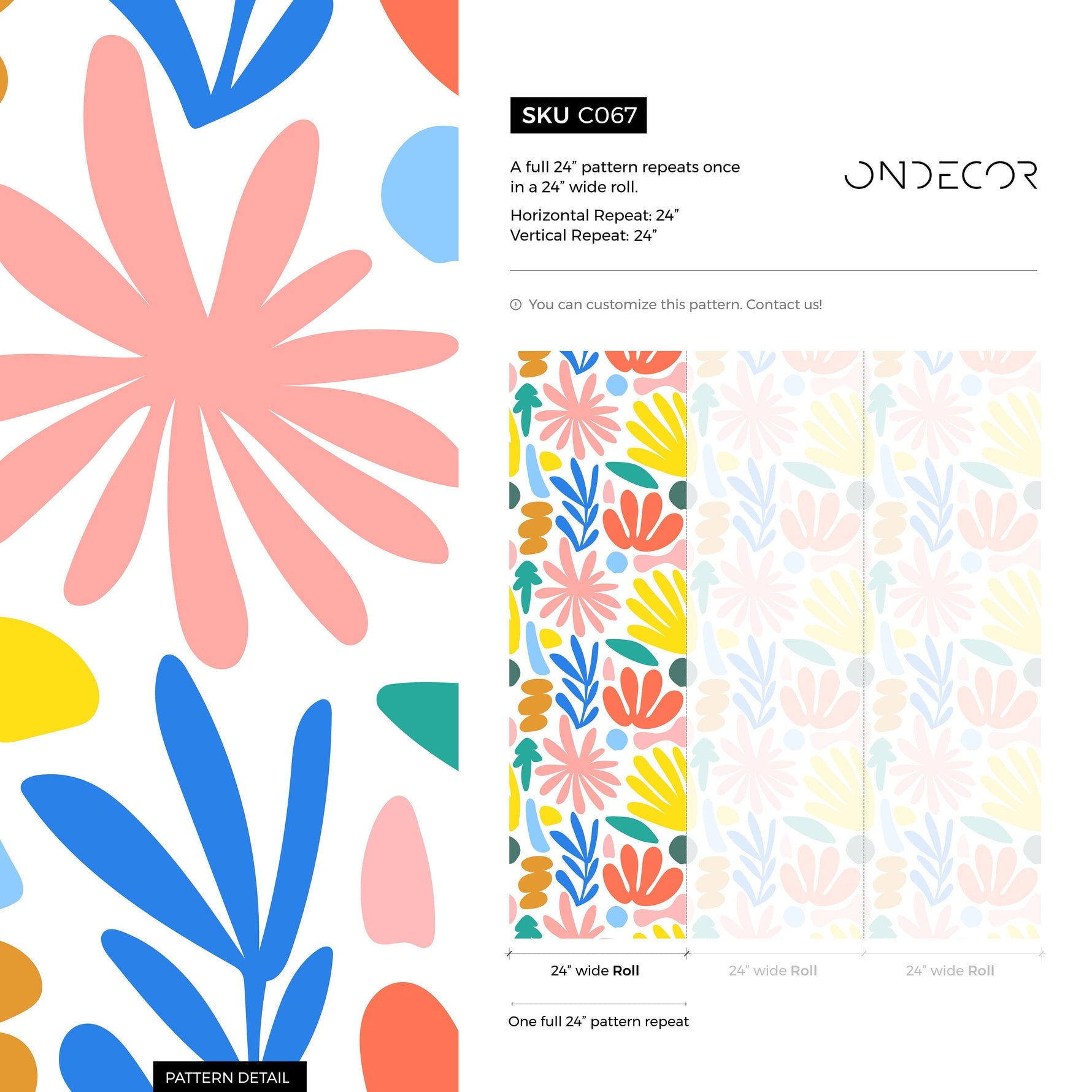 Wallpaper Removable Wallpaper Peel and Stick Wallpaper Wall Decor Home Decor Wall Art Printable Wall Art Room Decor / Colorful Flowers -C067