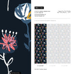 Wallpaper Removable Wallpaper Peel and Stick Wallpaper Wall Decor Home Decor Wall Art Printable Wall Art / Flowers Navy Wallpaper - C126