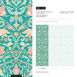 Wallpaper Removable Wallpaper Peel and Stick Wallpaper Wall Decor Home Decor Wall Art Printable Wall Art / Turquoise Floral Damask - C235