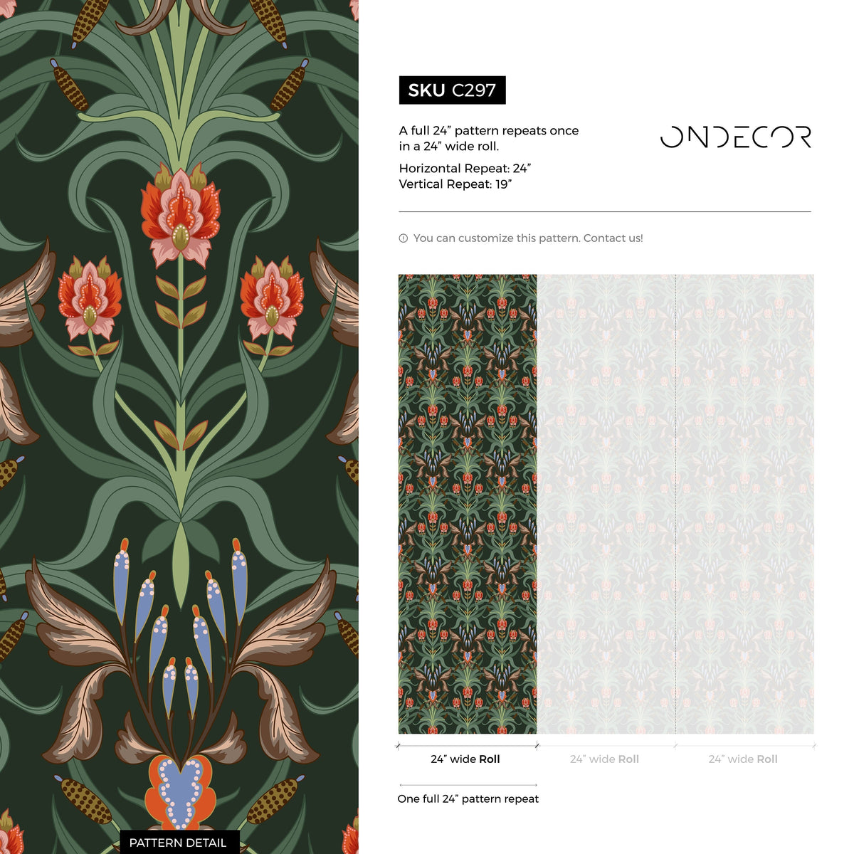 Wallpaper Removable Wallpaper Peel and Stick Wallpaper Wall Decor Home Decor Wall Art Printable Wall Art Room Decor / Floral Damask - C297
