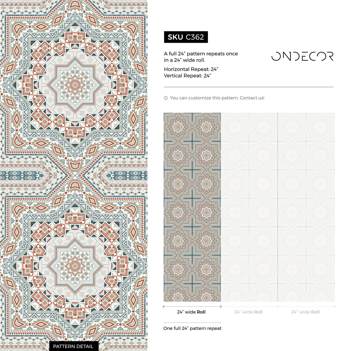 Wallpaper Peel and Stick Wallpaper Removable Wallpaper Home Decor Wall Art Wall Decor Room Decor / Geometric Marrakech Wallpaper - C362