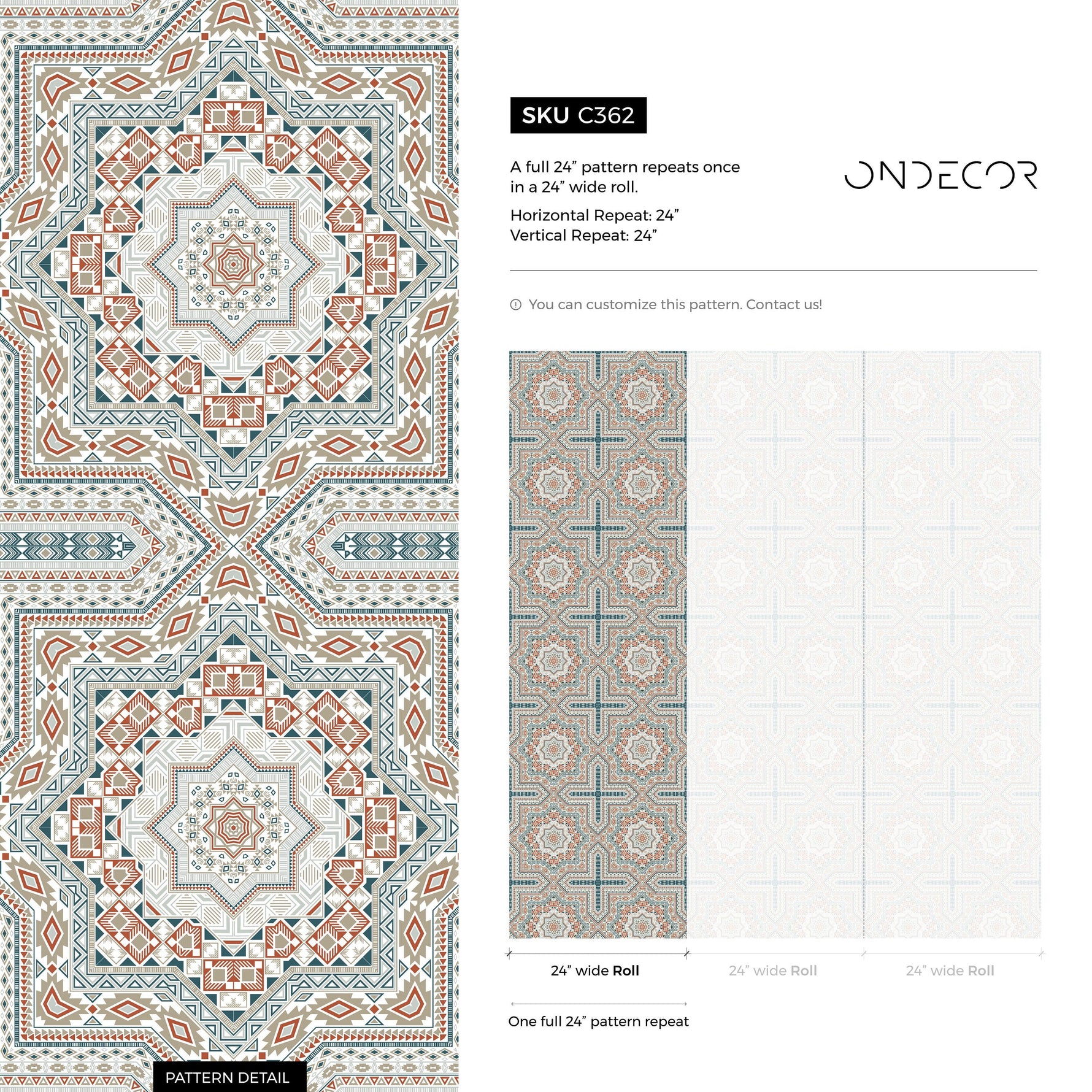 Wallpaper Peel and Stick Wallpaper Removable Wallpaper Home Decor Wall Art Wall Decor Room Decor / Geometric Marrakech Wallpaper - C362