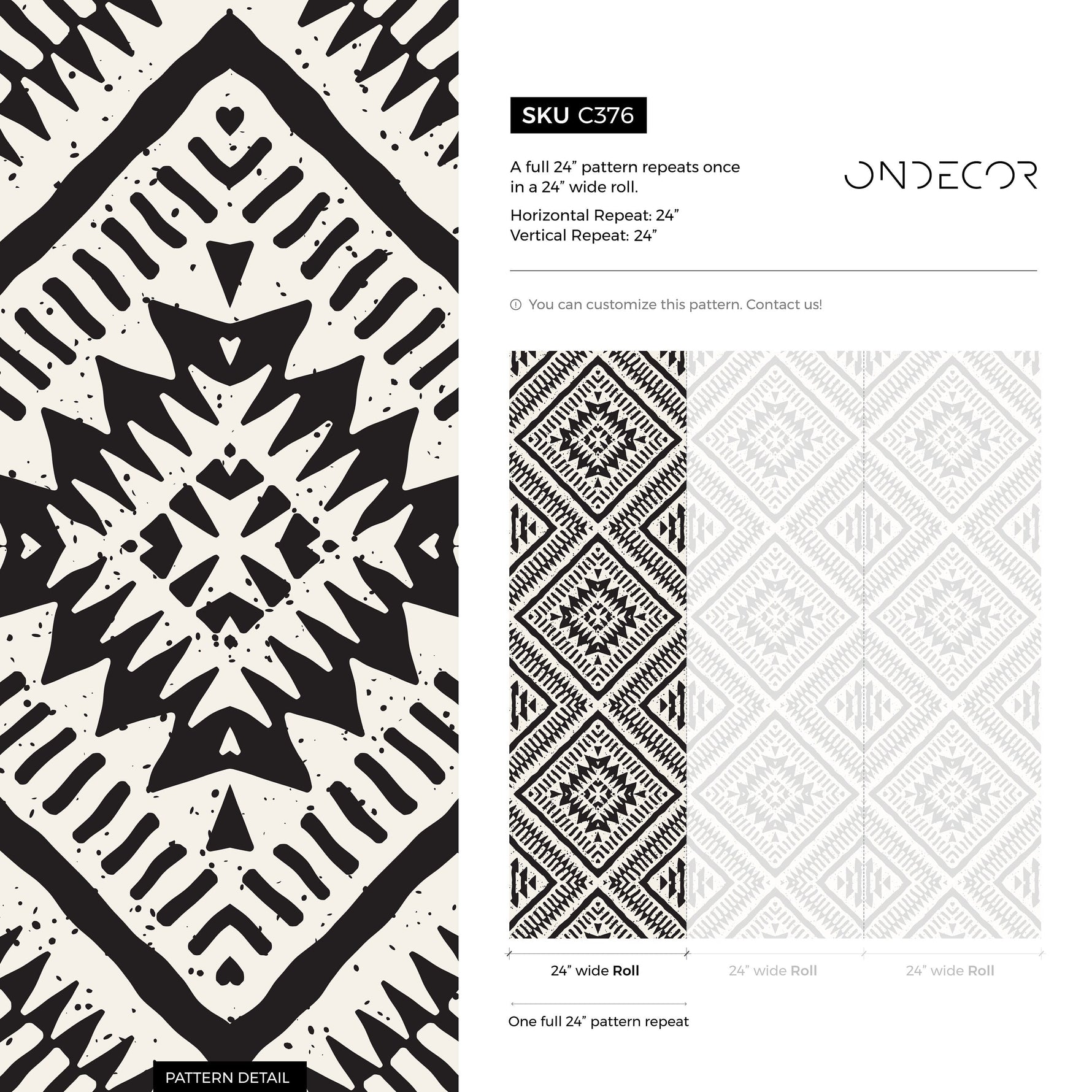 Wallpaper Peel and Stick Wallpaper Removable Wallpaper Home Decor Wall Art Wall Decor Room Decor / Black Geometric African Wallpaper - C376