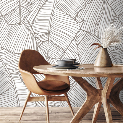 Removable Wallpaper Peel and Stick Wallpaper Wall Paper Wall Mural - Banana Leaf Wallpaper Tropical Wallpaper - A474