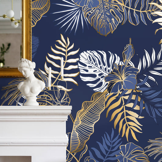 Removable Wallpaper Peel and Stick Wallpaper Wall Paper - Contemporary Non-Metallic Leaves Wallpaper - B024