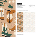 Beige Cowboys Boots and Snakes Wallpaper / Peel and Stick Wallpaper Removable Wallpaper Home Decor Wall Art Wall Decor Room Decor - C704