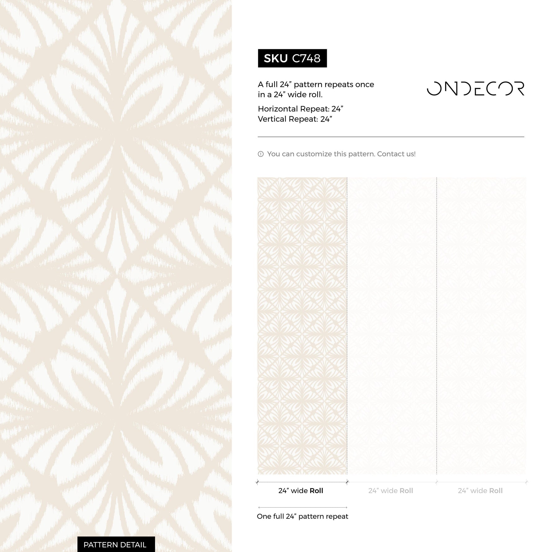Neutral Floral Tile Wallpaper / Peel and Stick Wallpaper Removable Wallpaper Home Decor Wall Art Wall Decor Room Decor - C748
