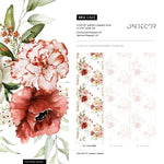 Vintage Floral Watercolor Wallpaper / Peel and Stick Wallpaper Removable Wallpaper Home Decor Wall Art Wall Decor Room Decor - C823