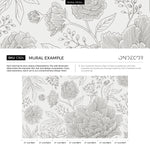 Gray Large Floral Wallpaper / Peel and Stick Wallpaper Removable Wallpaper Home Decor Wall Art Wall Decor Room Decor - C924