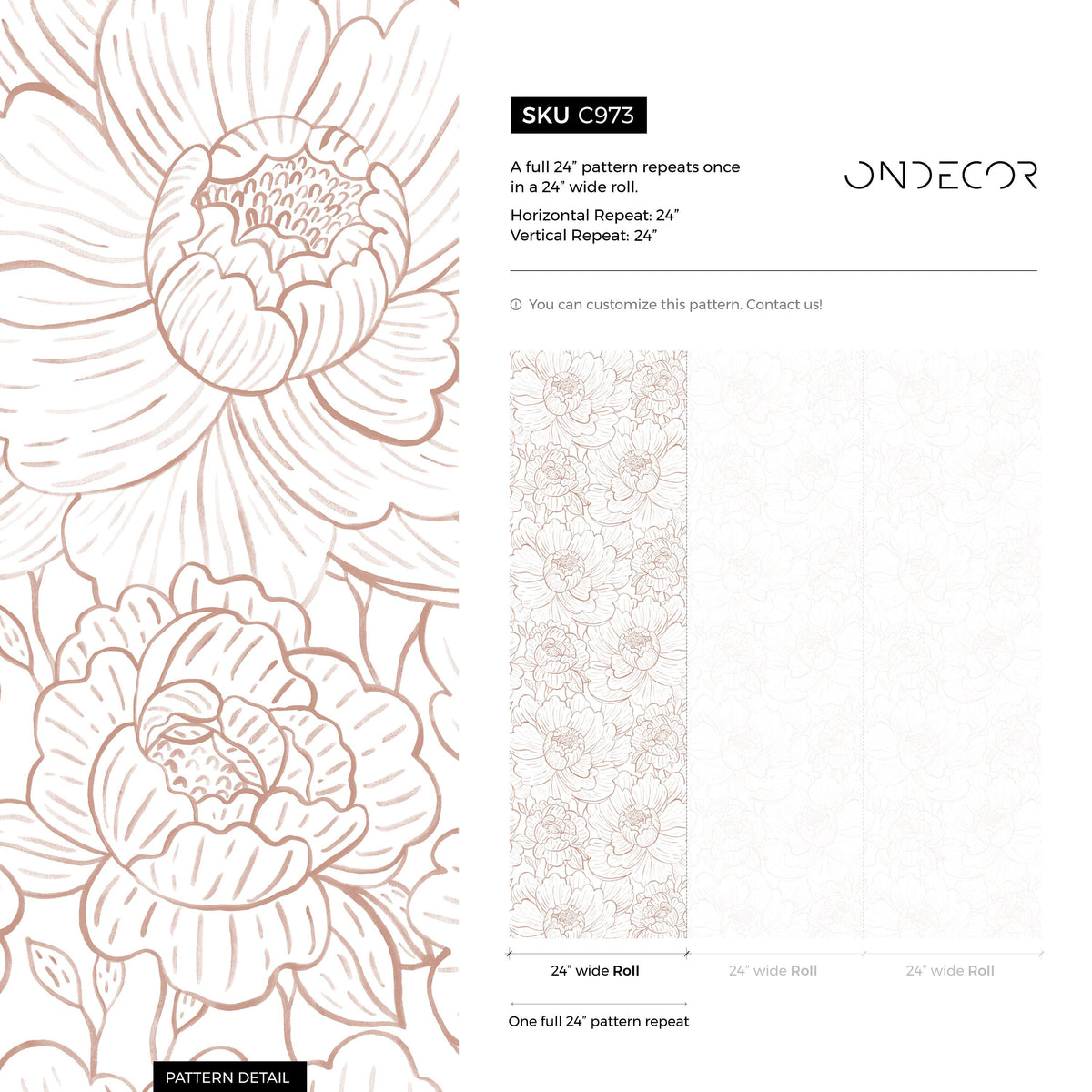 Minimalist Peony Boho Wallpaper / Peel and Stick Wallpaper Removable Wallpaper Home Decor Wall Art Wall Decor Room Decor - C973
