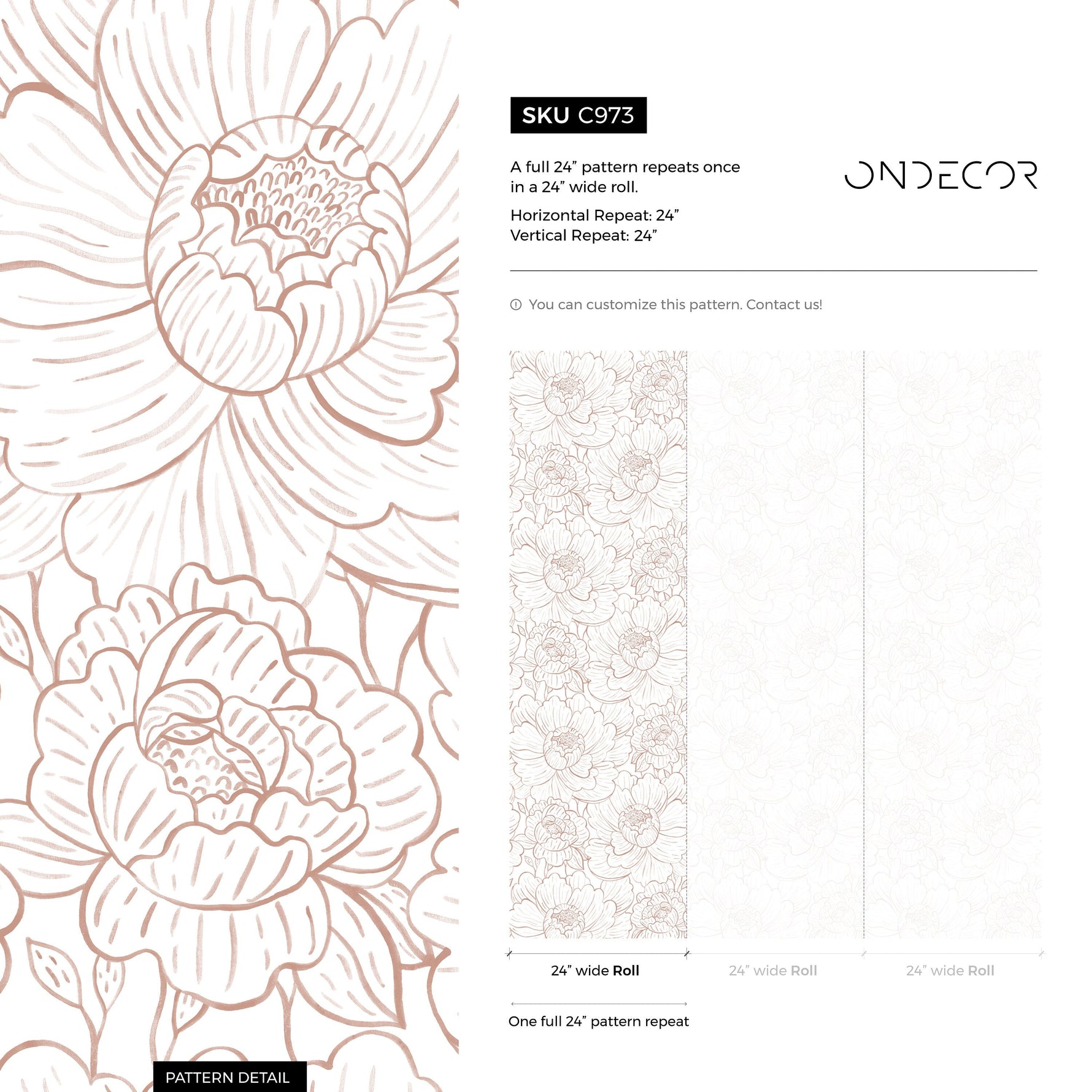 Minimalist Peony Boho Wallpaper / Peel and Stick Wallpaper Removable Wallpaper Home Decor Wall Art Wall Decor Room Decor - C973
