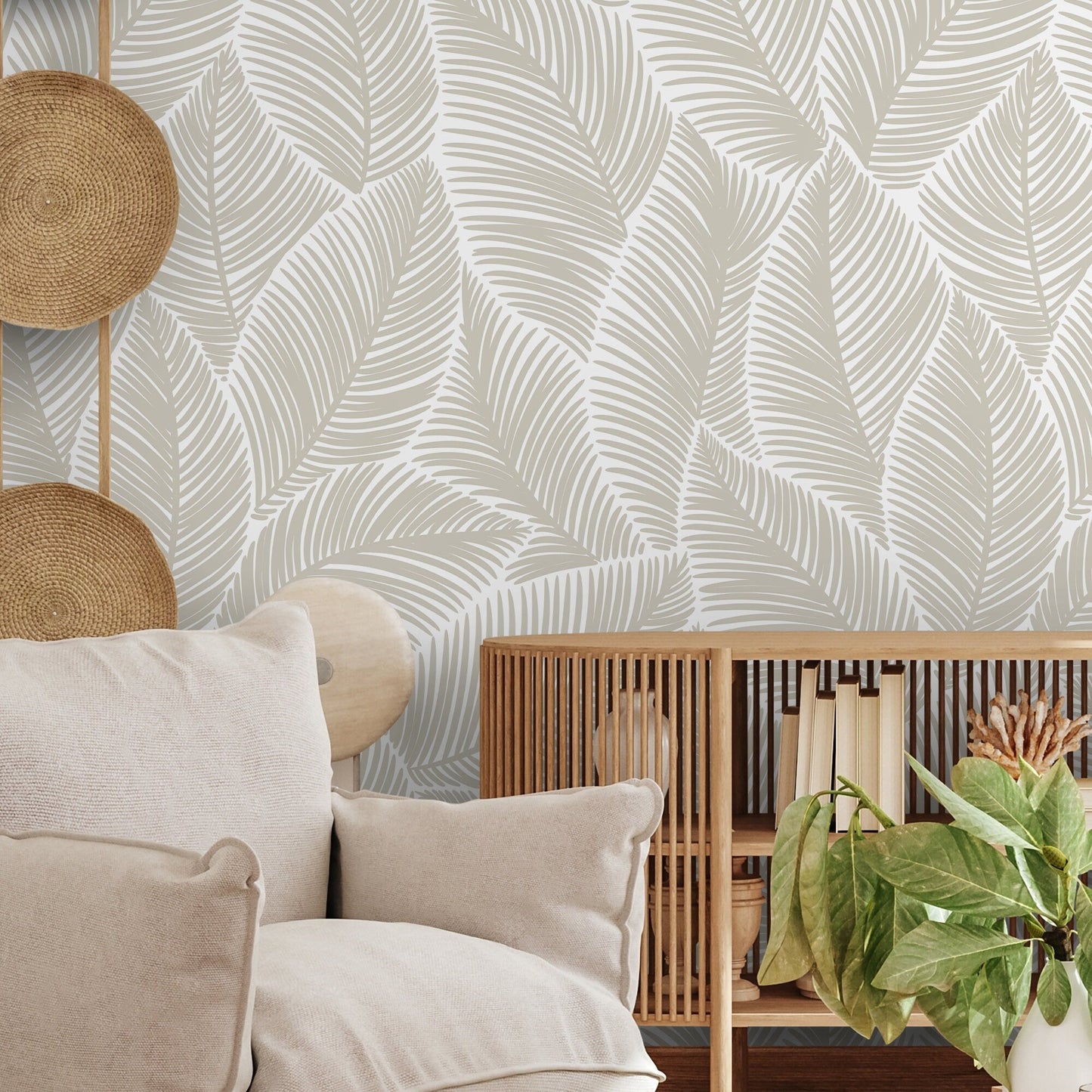Removable Wallpaper, Scandinavian Wallpaper, Temporary Wallpaper, Minimalistic Wallpaper, Peel and Stick Wallpaper, Leaf Wallpaper - B521