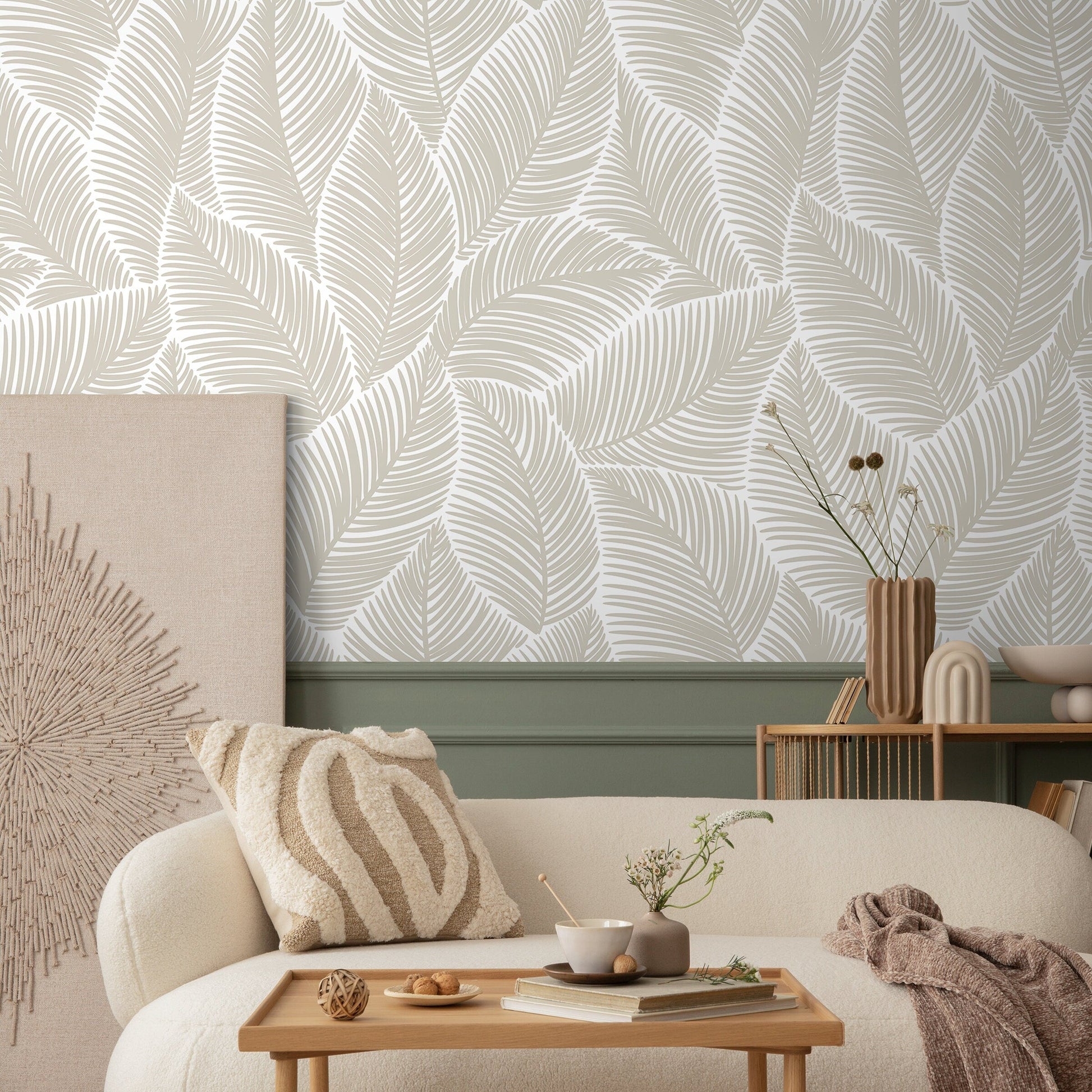 Removable Wallpaper, Scandinavian Wallpaper, Temporary Wallpaper, Minimalistic Wallpaper, Peel and Stick Wallpaper, Leaf Wallpaper - B521