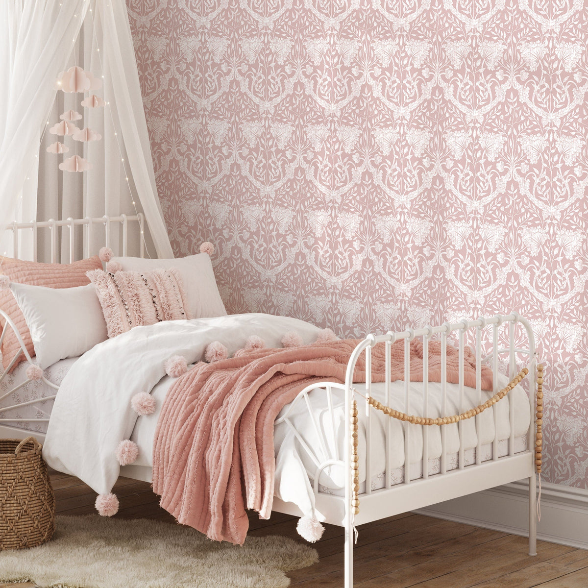 Wallpaper Peel and Stick Wallpaper Removable Wallpaper Home Decor Wall Art Wall Decor Room Decor / Pink Vintage Wallpaper - X168