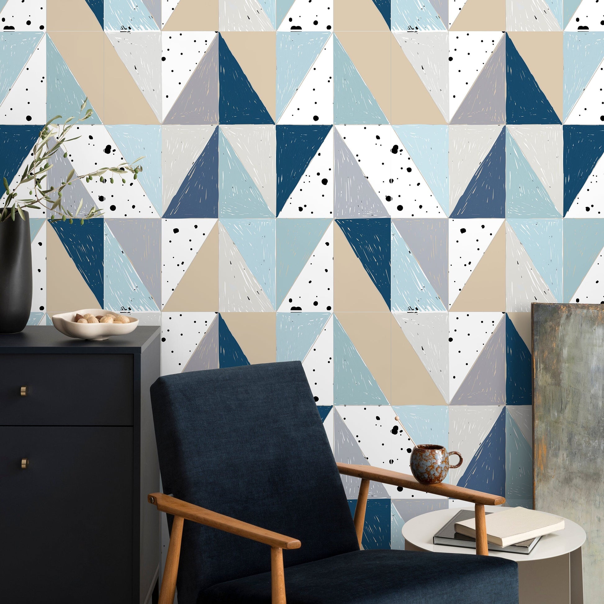Removable Wallpaper Scandinavian Wallpaper Half Dots Wallpaper Peel and Stick Wallpaper Wall Paper - A316