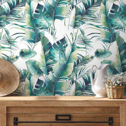 Temporary Wallpaper Tropical Wall Decor Leaves Removable Wallpaper Peel and Stick Wallpaper Wall Paper Removable - A512