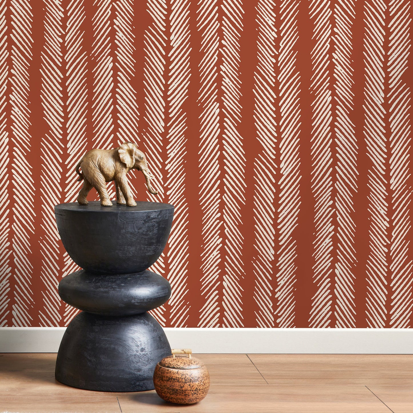 Terracotta Herringbone Wallpaper Boho Wallpaper Peel and Stick and Traditional Wallpaper - D791