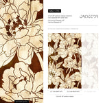 Gold Large Floral Wallpaper / Peel and Stick Wallpaper Removable Wallpaper Home Decor Wall Art Wall Decor Room Decor - C916