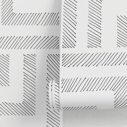 Black and White Modern Geometric / Wallpaper Peel and Stick Wallpaper Removable Wallpaper Home Decor Wall Art Wall Decor Room Decor - C762