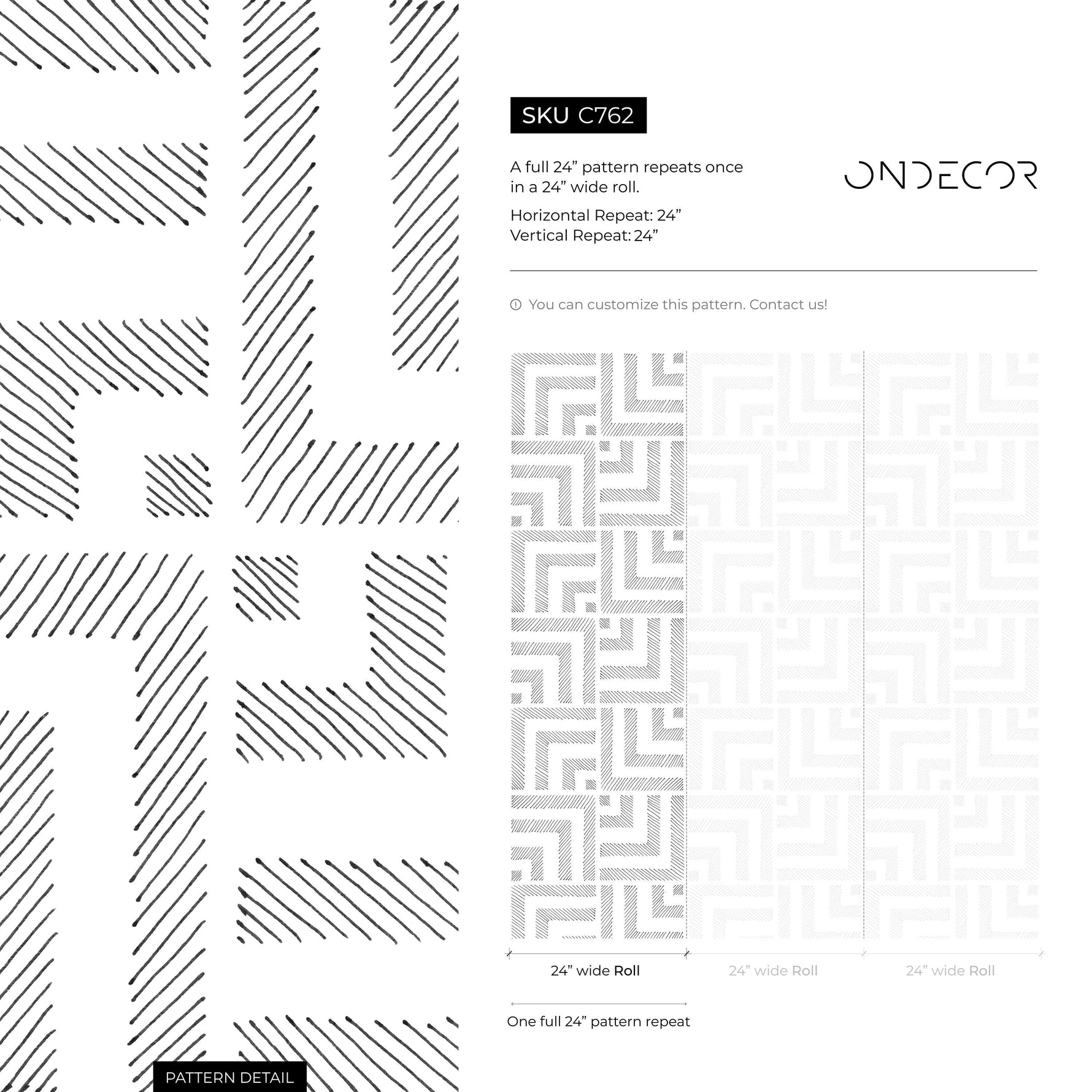 Black and White Modern Geometric / Wallpaper Peel and Stick Wallpaper Removable Wallpaper Home Decor Wall Art Wall Decor Room Decor - C762