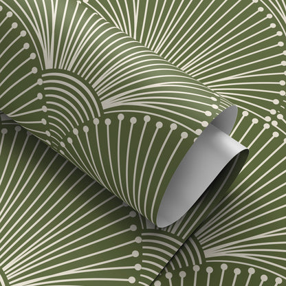 Green Modern Palms Wallpaper Peel and Stick and Traditional Wallpaper - B936