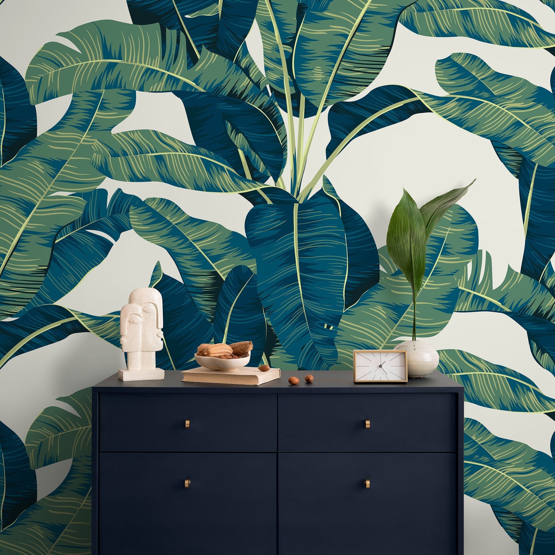 Tropical Banana Leaf Wallpaper Peel and Stick and Traditional Wallpaper - C160