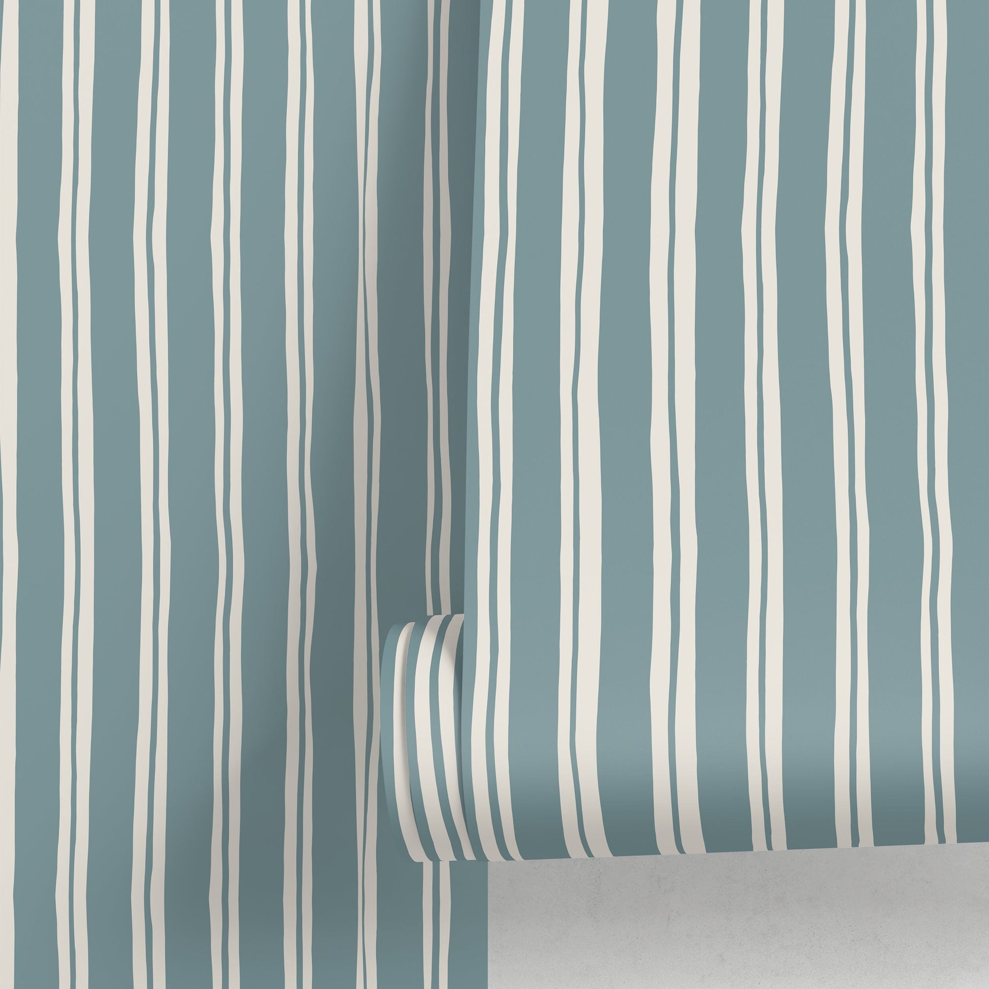 Light Blue Lines Wallpaper Boho Striped Wallpaper Peel and Stick and Traditional Wallpaper - D765