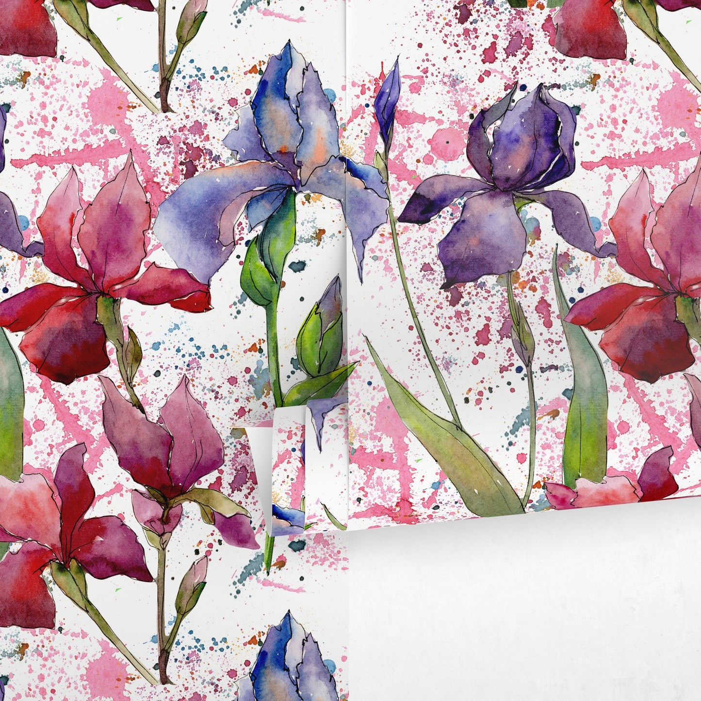 Wallpaper Peel and Stick Wallpaper Removable Wallpaper Home Decor Wall Art Wall Decor Room Decor/ Colorful Floral Watercolor Wallpaper -B053
