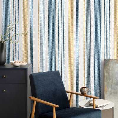 Navy Herringbone Peel And Stick Wallpaper
